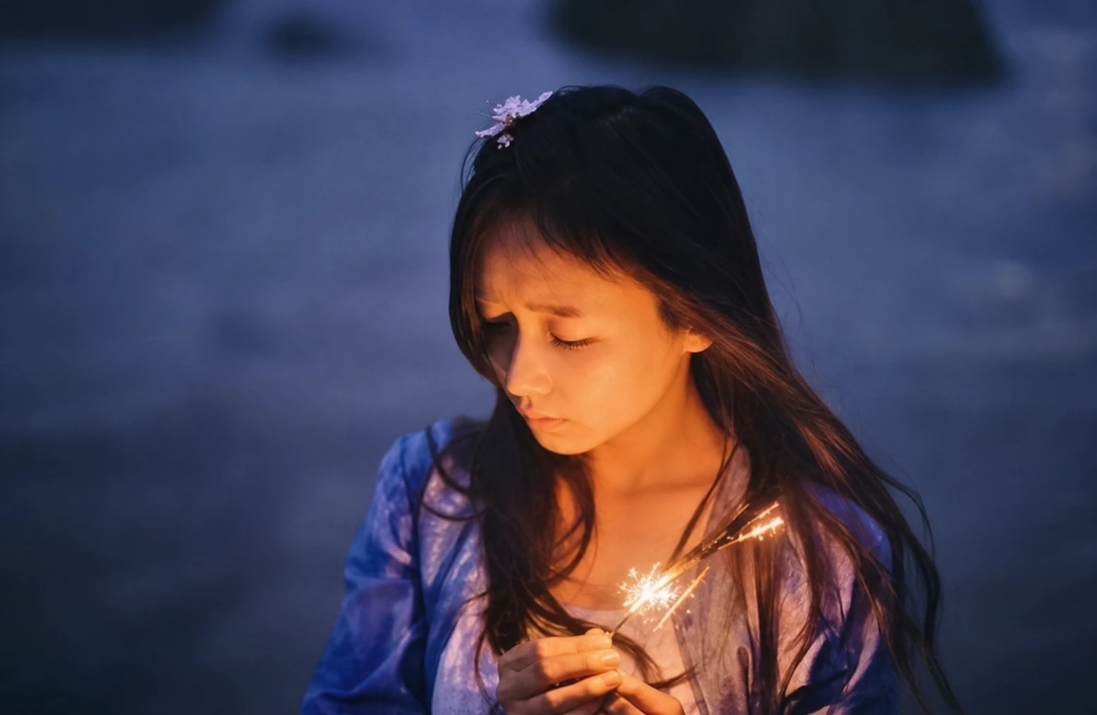 标准镜头案例：自然透视下手持仙女棒的女性人像